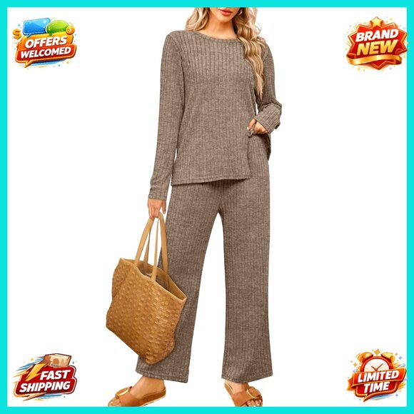 Cozy Sweater Lounge Set with Pockets Two-Piece Outfit Loose Fit
